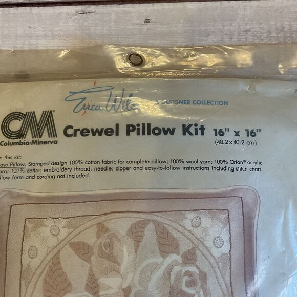 Columbia Minerva Crewel Pillow Kit‎ Rose Pillow 16 X 16 Floral Stamped #7206 - Picture 3 of 4